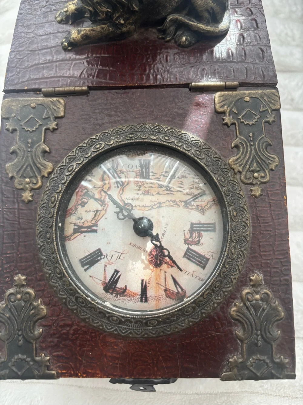 Vintage-Style Brown Decorative Box w/Antique Brass Accents Final Sale